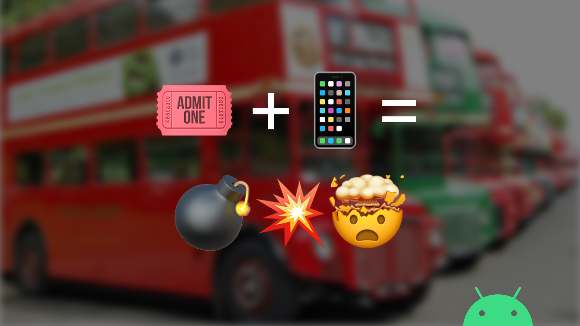 Emoji of ticket and a phone equalling a bomb and head exploding