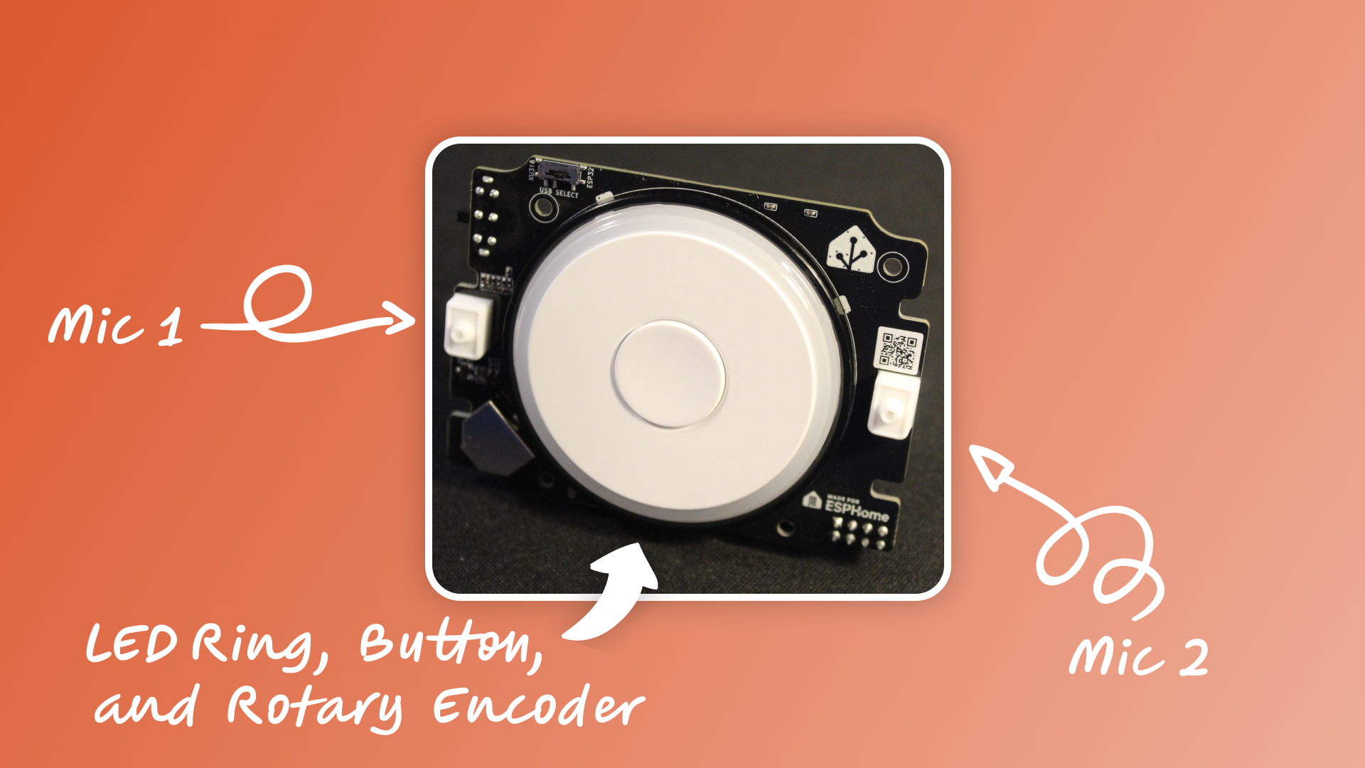 Mic Array, LED Ring, Button, and Rotary Encoder