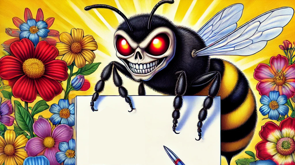 Menacing bee on a todo list